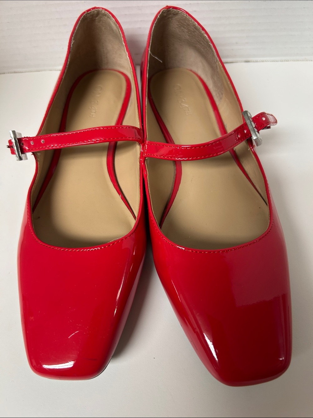 On 34th Saadet Red Patent Leather Mary Jane Square Toe Ballet Flats Size 9M